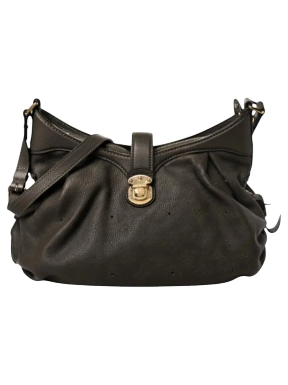 Louis Vuitton Purse Noir Black Leather Monogram Mahina Shoulder Bag Luxury Hobo
